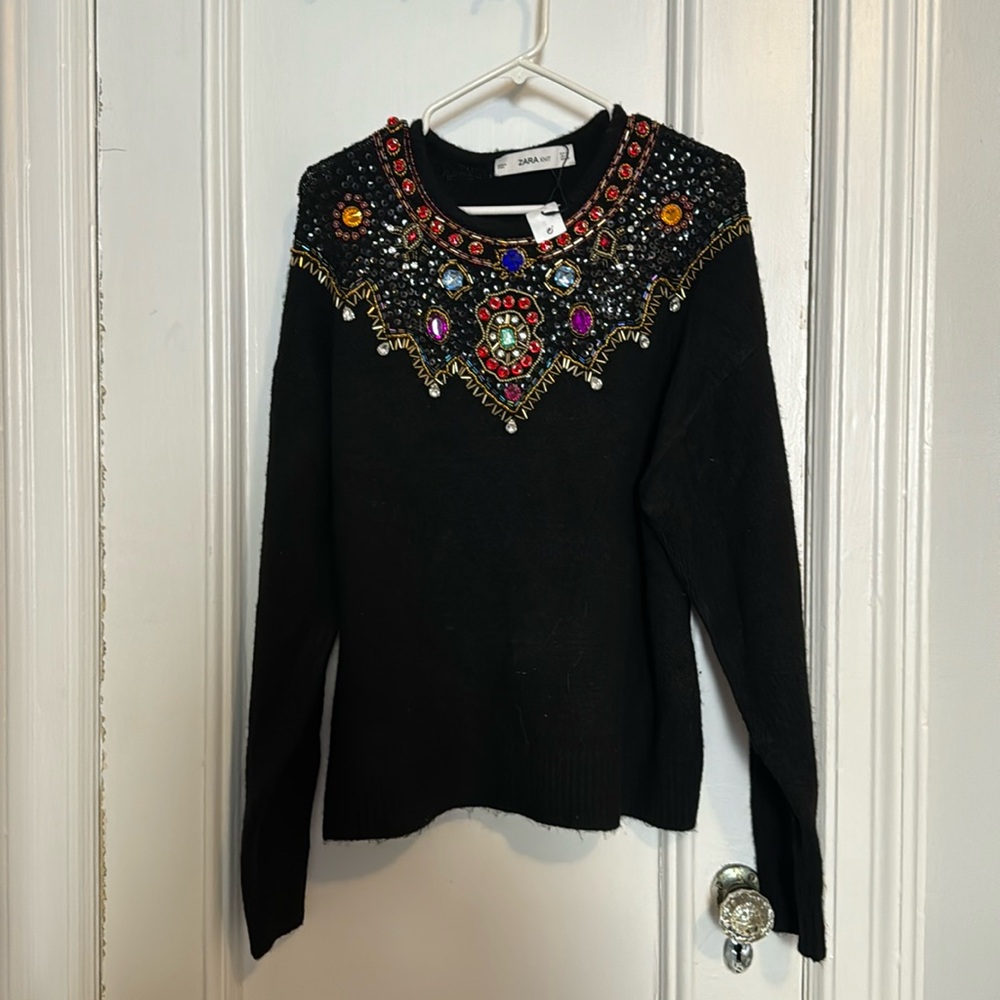Zara knit jewel sweater